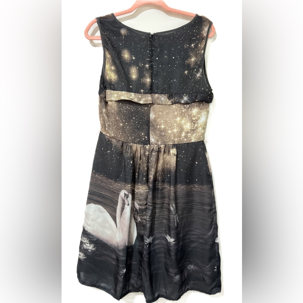 Swans in the Moonlight Fit & Flare dress Sz L - Picture 2 of 4